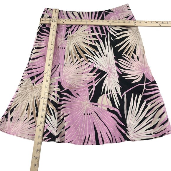 Gap Women's A-Line Skirt Size 14 Pink Black Tropical Palm Print Cotton Blend - Picture 2 of 5